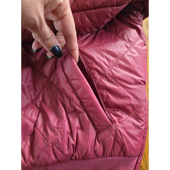 Offline By Aerie Magenta Sherpa Lined Button Up Puffer Coat Size Large - Picture 7 of 10